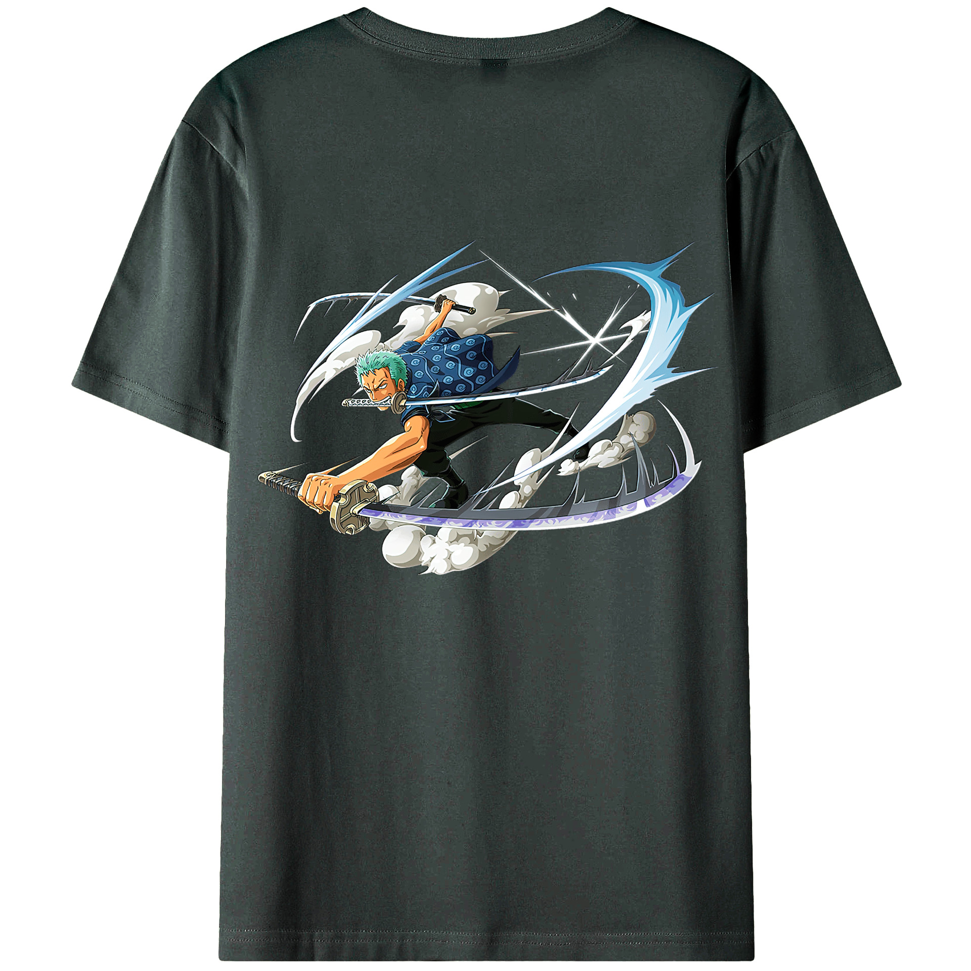 ワンピース ロロノア・ゾロ ONE PIECE Roronoa Zoro 綿100％ メンズ半袖Tシャツ（バックプリント） 通気性